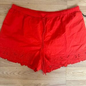 Future Collective Orange Eyelet Trim Shorts 2X‎